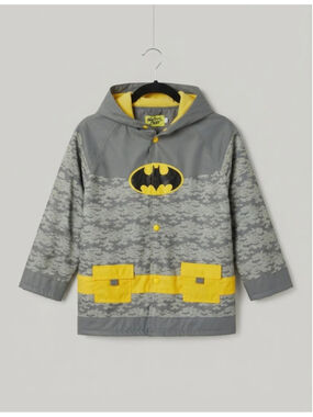 Boys Western Chief Batman Raincoat Size 7 Grey and Yellow